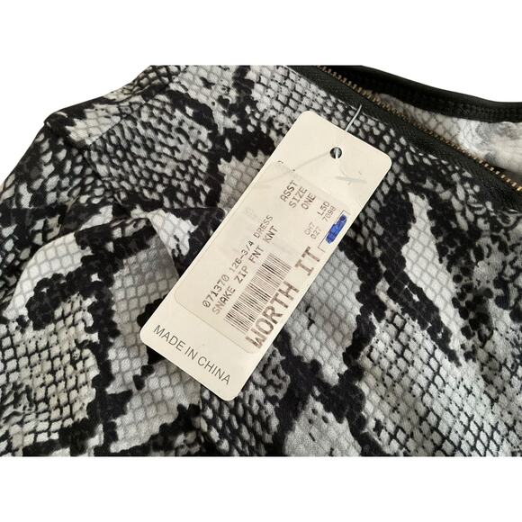 NWT Worth It Womens One Size Gray Black Dress Snake Print Zip Front Bodycon - Picture 8 of 13